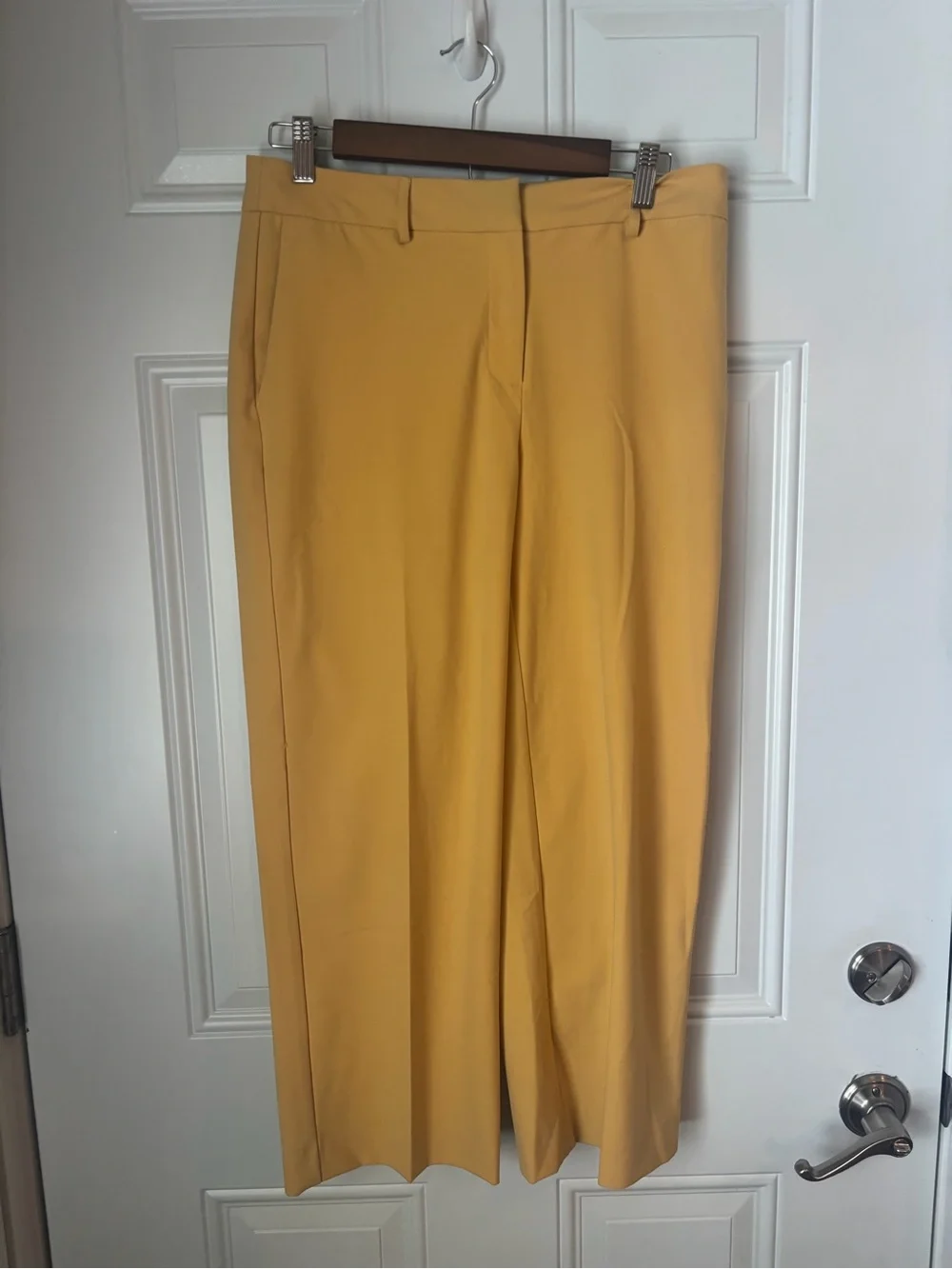 Rachel Zoe Mustard High-Rise Wide-Leg Crop Trousers